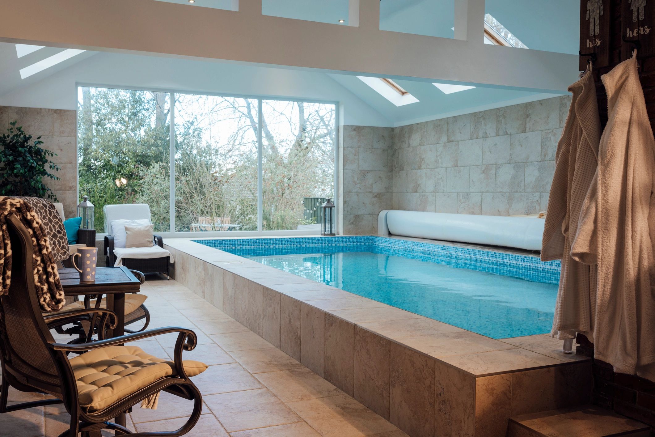 Relaxing spa pool and lounge area